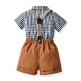 thumbnail image 4 of KYAIGUO Boys Girls 2Pcs Short Sleeve Clothes Gentleman Outfit for Toddler Kids Baby，Summer Cotton Short Sleeve Shirt+Shorts Pants Fashion Comfortable Outfits for 6M-8Y, 4 of 7