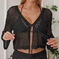 thumbnail image 4 of Qzwdhjm Crochet Cardigans for Women Hollow Out Cropped Swimsuits Coverups Long Sleeve Open Front Beach Cover Up Lighweight Trendy Beachwear Cardigan, 4 of 6