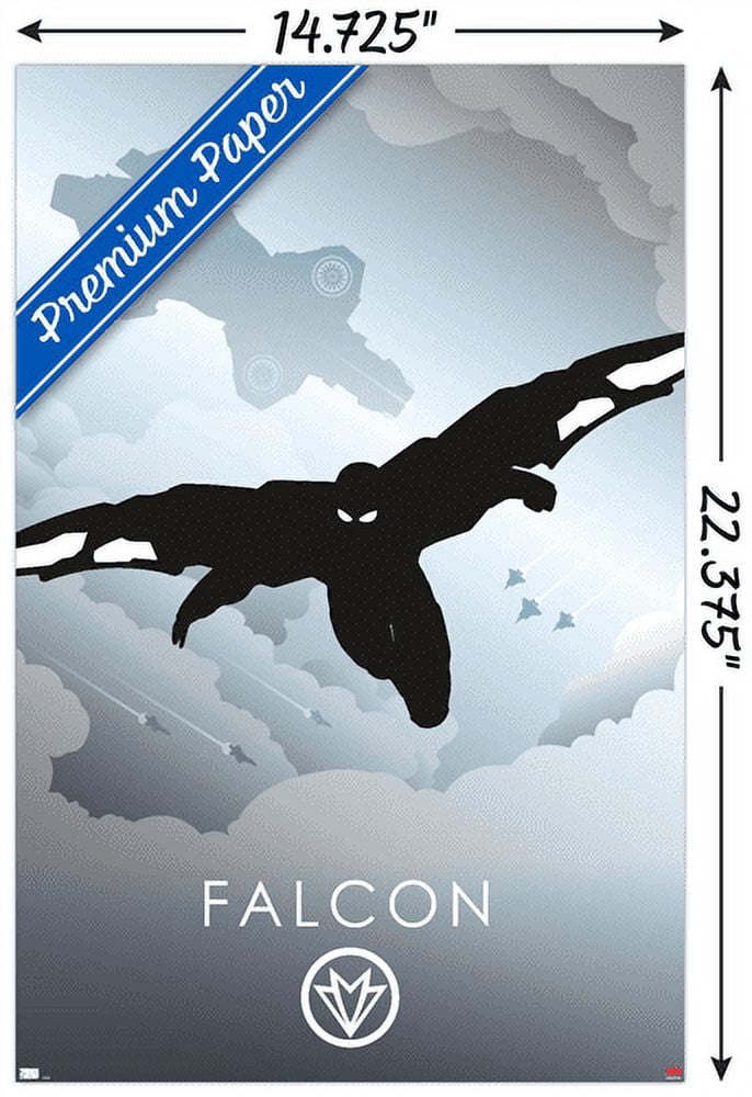 Marvel Heroic Silhouette - Falcon Wall Poster, 14.725" x 22.375"