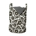 thumbnail image 1 of Vintage Laundry Bag, Pattern with Nostalgic Abstract Flowers and Leaves Nature Inspired Botany, Basket with Handles Drawstring Closure for Laundromats, 13" x 19", Dark Brown and White, by Ambesonne, 1 of 4