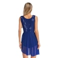 thumbnail image 2 of Sxiwei Robes de Danse Lyrique pour Femmes Sans Manches Ourlet Irrégulier Strass Brillants Robe Performance de Scène Bleu Marine G, 2 of 5