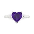 thumbnail image 2 of 2ct heart cut purple natural amethyst 18k white gold Bridal Wedding Engagement Promise Anniversary Ring for Women size 10.5, 2 of 7