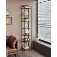 thumbnail image 7 of Bookcase Bookshelf, Narrow Book Shelf, Industrial Corner Shelf Storage Organizer, Slim Shelving Unit for Home Office, Living Room, Bedroom, Kitchen, 7-Tier Rustic Brown and Black BC24701B, 7 of 7