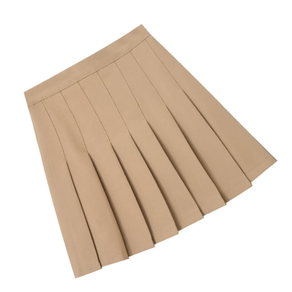 Women Schoolgirl Pleated Ruffle Flared Short Skirts High Waist Color Uniform A Line Skirt with Lining Shorts