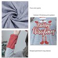thumbnail image 1 of Loungewear Set, Two Piece Stripes Patchwork Stretchy Women Christmas Pajama Set  For Daily Life For Lady Light Gray XXXL, 1 of 6