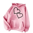thumbnail image 4 of Erwazi Women Drawstring Hoodies Valentine's Day Heart Print Hooded Sweatshirts Casual Loose Pullover Tops, 4 of 4