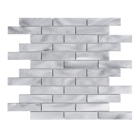 Modket TDH260AL Aluminum Metallic Metal 2/3 offset Linear Mosaic Tile Kitchen Wall Backsplash