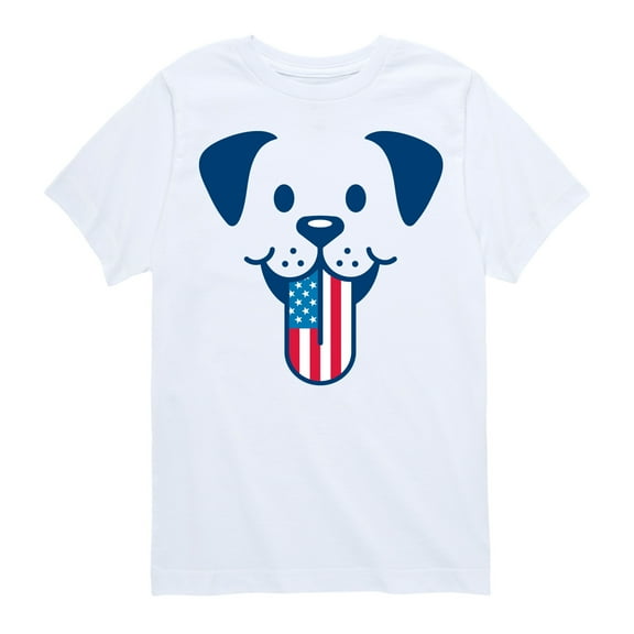 Instant Message - 4th of July - Dog Tongue American Flag - Toddler & Youth Short Sleeve Graphic T-Shirt
