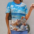 thumbnail image 6 of Beach Seashell Starfish Women's Short Sleeve Tops Casual Blouses T Shirt, 6 of 6