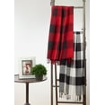 thumbnail image 3 of Rustic Buffalo Plaid 100% Cotton Throw Blanket with Hand-Knotted Fringe (Red), 3 of 3