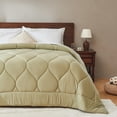 thumbnail image 2 of Bestier Sorona Eco Fabric Queen Size Comforter | All-Season Boho Duvet Insert with Anti-Clump Tech | Luxury Hotel Winter Warm Close-Fitting Down Alternative, Olive Green (90x90 inches), 2 of 9