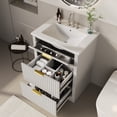 thumbnail image 3 of 24" Modern Fluted Bathroom Vanity with Basin – Freestanding Farmhouse Cabinet – 2 Drawers & 1 Turnover-Down Drawer – Easy Assembly & Cleaning – Single Ceramic Basin, 3 of 9