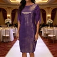 thumbnail image 2 of CHUMUD Elegant Formal Midi Dress for Women 3/4 Sleeve Crew Neck Wedding Guest Formal Cocktail Mother of Bride Outfit, 2 of 7