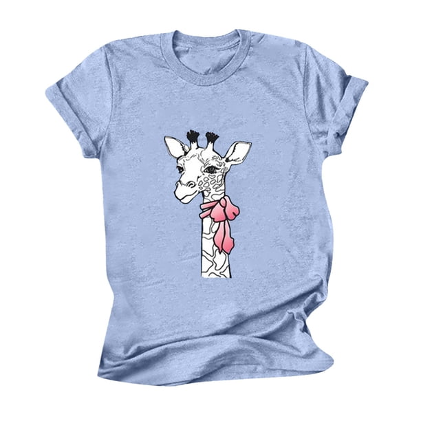 Blusa informal de manga corta con estampado de cuello redondo para mujer Pompotops hfajkhk127517