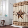 thumbnail image 6 of Western Texas Star Shower Curtain for Bathroom Decor, Vintage Rust Red Star Berry Beige Wood Grain Waterproof Fabric Shower Curtain, 54"x78" Set with 12 Hooks, 6 of 9