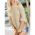 thumbnail image 6 of Asyoly Womens Cold Shoulder Halter Neck Sweater Long Sleeve Sexy Loose Knit Pullover Backless Jumper Solid Color Tops, 6 of 6