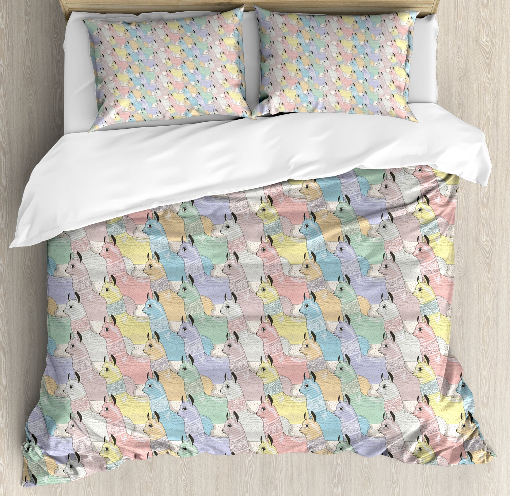 Teen Room Duvet Cover Set Cute Little Alpacas Pattern Soft Toned Teen Room Duvet Cover Set Cute Little Alpacas Pattern Soft Toned Camel Animal Kids Nursery Folkloric Print Decorative Bedding With Pillow Shams