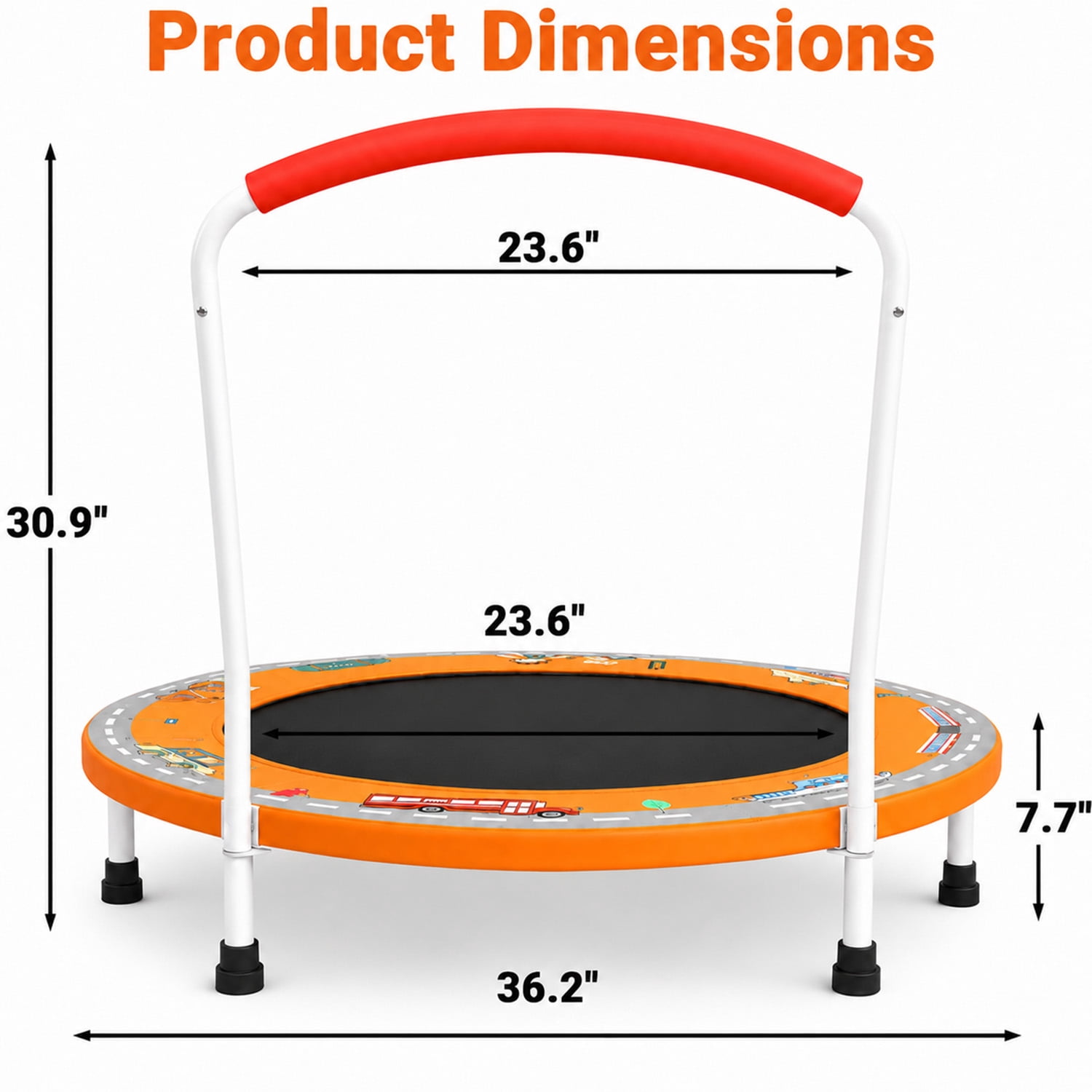 LIZEVINC 36" Trampoline Indoor Trampoline with Handle,Orange