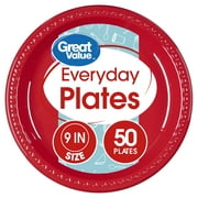 (3 pack) Great Value Red Plastic Lunch Plates, 9", 50 Count, 3 Pack (150 Total Plates)