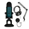 Blue Microphones Yeti Teal USB Mic with Knox Boom Arm, Pop Filter and Headphones