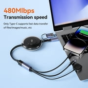 Q 3-in-1 Retractable Charging Cable 100W USB-C Fast Charger for iPhone 16 15 14 13, iPad, iWatch, Android, MacBook, Lightning Multi Cord