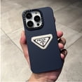 thumbnail image 1 of Funda De Silicona De Lujo 3D Triangle prad label Para iPhone14 13 12 Pro MAX 11 XS XR 14 Plus Negro Blanco Púrpura Azul Inspirado En El Diseño Suave, 1 of 4