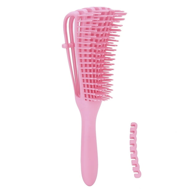Cepillo desenredante para cabello largo, grueso, húmedo y seco, con dientes finos, color rosa