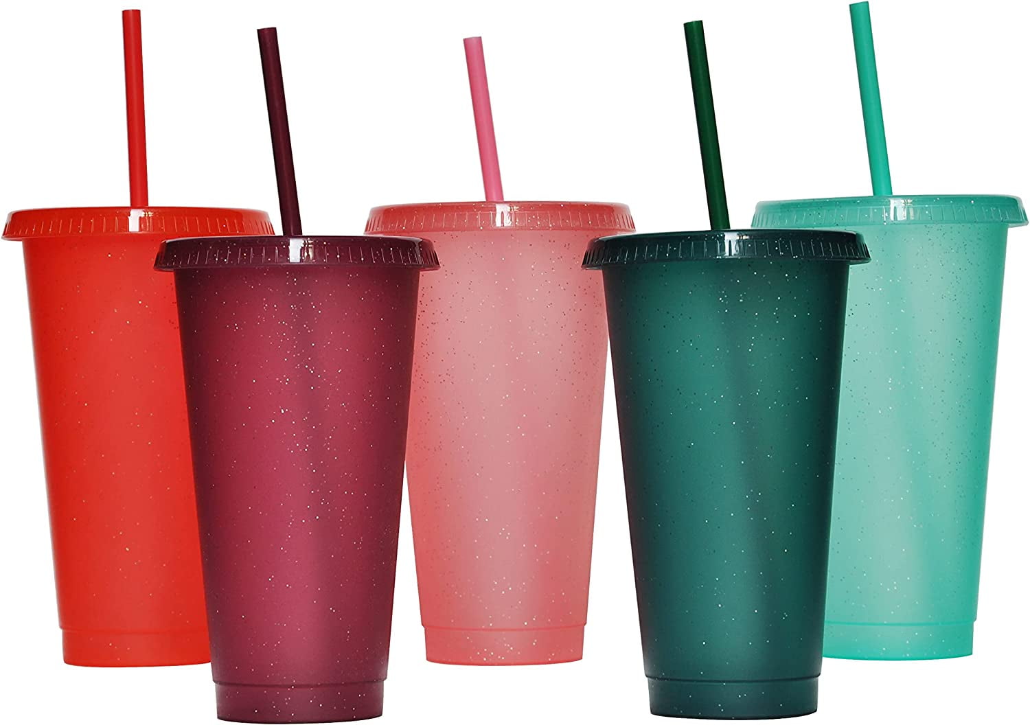 5 Glitter Cup 24oz Reu Tumblers With Lids And Straws,water Bottle Iced  Coffee Travel Cup Cold Drink Cup Smoothie Cup,reu Plastic Cups,perfect For  Part