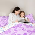 thumbnail image 4 of Erosebridal Cute Purple Full Size Comforter Sets for Girls, Butterfly Bow-Tie Bedding Sets, Colorful Stars Reversible, 1 Comforter and 2 Pillowcases, 4 of 6