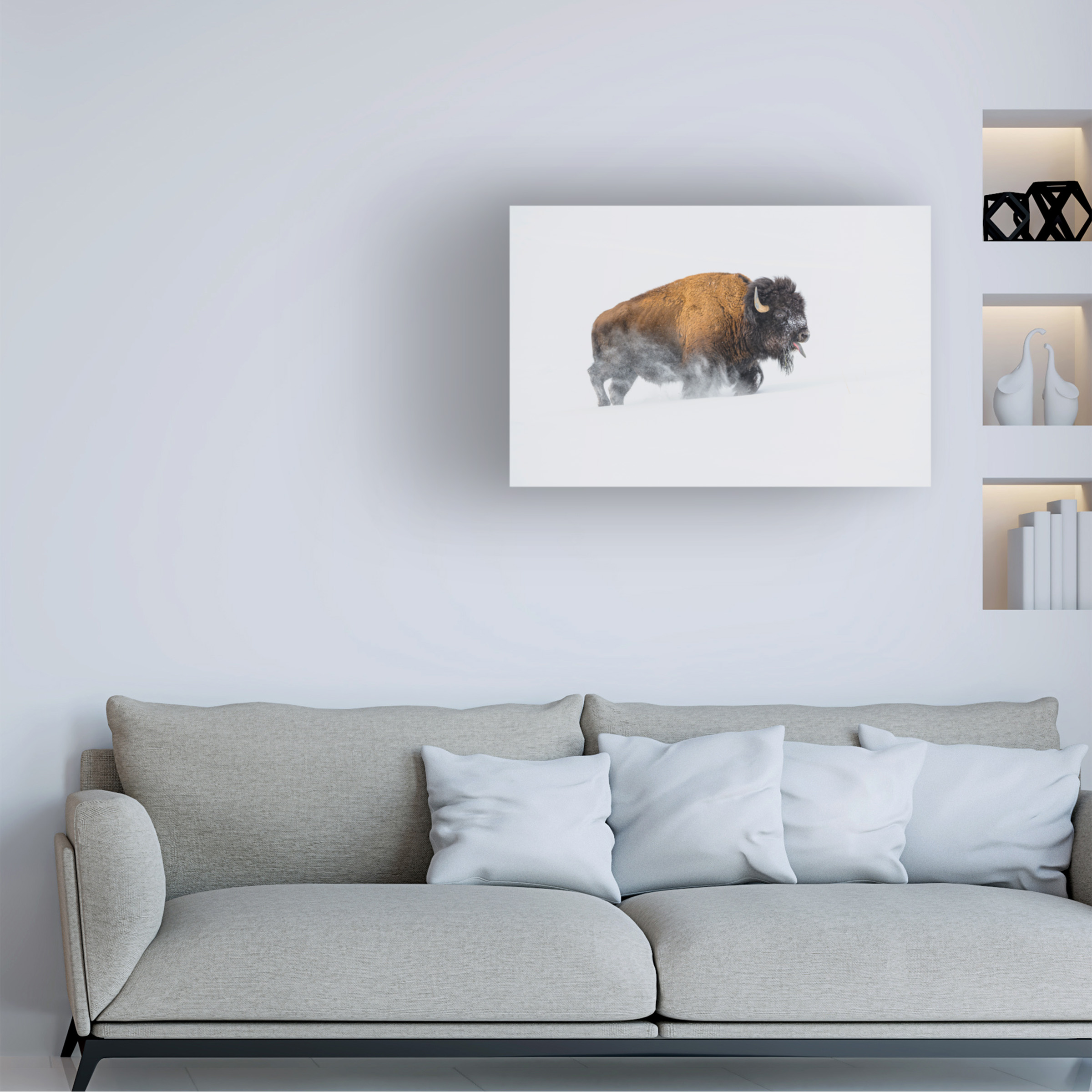Debbie Hunt 'Bison In The Snow' Canvas Art