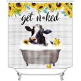 thumbnail image 3 of Western Farmhouse Shower Curtain Sets 4-Piece Waterproof Polyester 72x72 Inch, Teal Floral & Cattle Design with Non-Slip Bath Mat, Rustic Bathroom Decor Includes 12 Hooks, 3 of 7