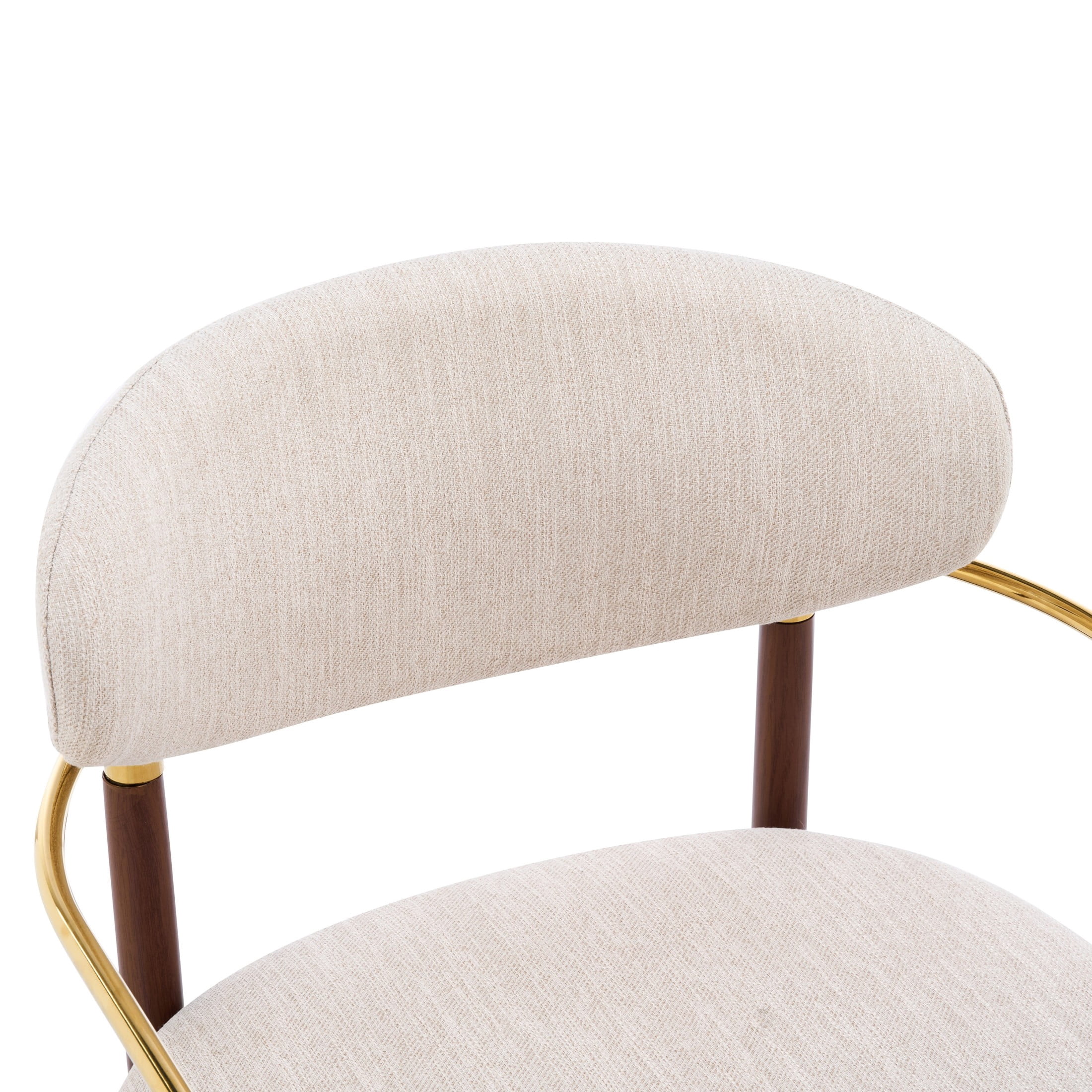 Christopher Knight Home Modern Upholstered Dining Chairs with Iron Frame, Walnut+Gold+Beige, Set of 2