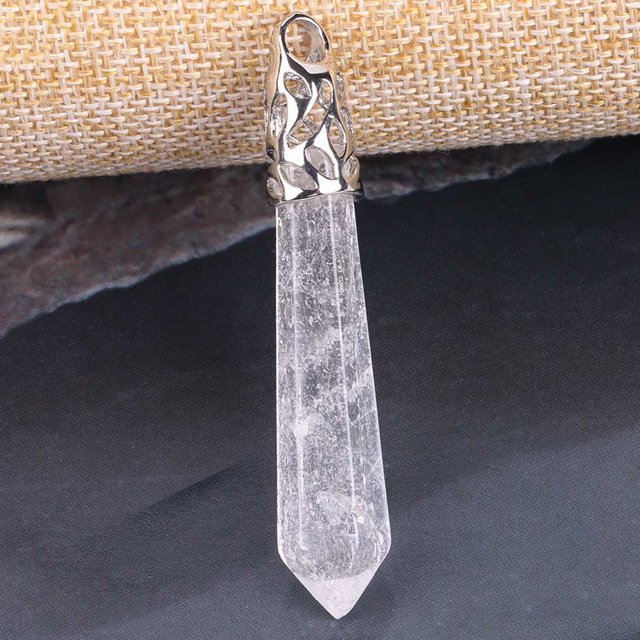 Pendentifs Long Prisme Hexagonal Point de Guérison Opale Collier Hommes Femmes Bijoux