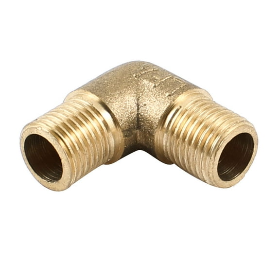 Unique Bargains 1/4" PT Male to Male M/M Equal Brass Pipe Elbow Fitting Adapter