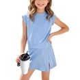 thumbnail image 3 of NIEWTR 4-5 Years Summer Sets Little Princesses 2 Piece Outfits Skort Set Athletic Sets Skirt And Tank Top Casual Travel Outfit Leisure Wear Yoga Gym Outfit A4-Sky Blue, 3 of 8