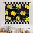 thumbnail image 3 of Yellow Lemon Kitchen Curtains, Vintage Retro Summer Spring Seasonal Fruit Black White Checkered Window Drapes Treatments for Living Room Bedroom Bathroom Cafe 2 Panels, 84"x63" Inch, 3 of 5