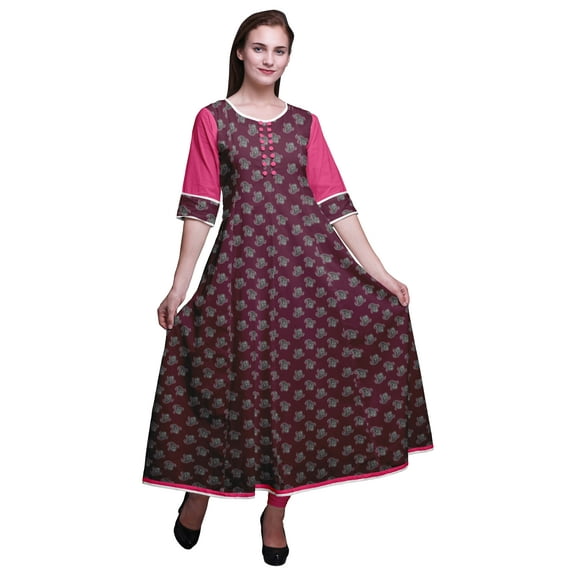 Bimba Anarkali Kurta Printed Long Maxi Dress Indian Kurtis For Women Party Wear