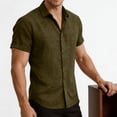 thumbnail image 4 of FAVIPT Big and Tall Cotton Shirts for Men Button Down Lapel Short Sleeve Tops Summer Business Dressy Blouses Army Green,XXXL, 4 of 8
