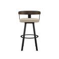 thumbnail image 2 of Amisco Lars 30 in. Swivel Bar Stool - Cream Bouclé Polyester / Brown Wood / Black Metal, 2 of 10