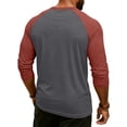 thumbnail image 5 of Resicozy 3/4 Sleeve Shirt Men Summer Color Block Henley Neck Baseball T-Shirts Casual Loose Fit Tees T-Shirt Watermelon Red 3XL, 5 of 7