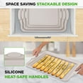 thumbnail image 4 of 3 Piece Non-Stick Cookie Sheet Tray Set with Silicone Handles for Baking (Cream Marble), 4 of 7