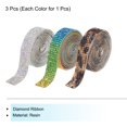thumbnail image 3 of Unique Bargains 3Roll 1 Yard 8mm Self Adhesive Crystal Rhinestone Ribbon for Crafts Project, Colorful,4 Color,Black,Brown, 3 of 5