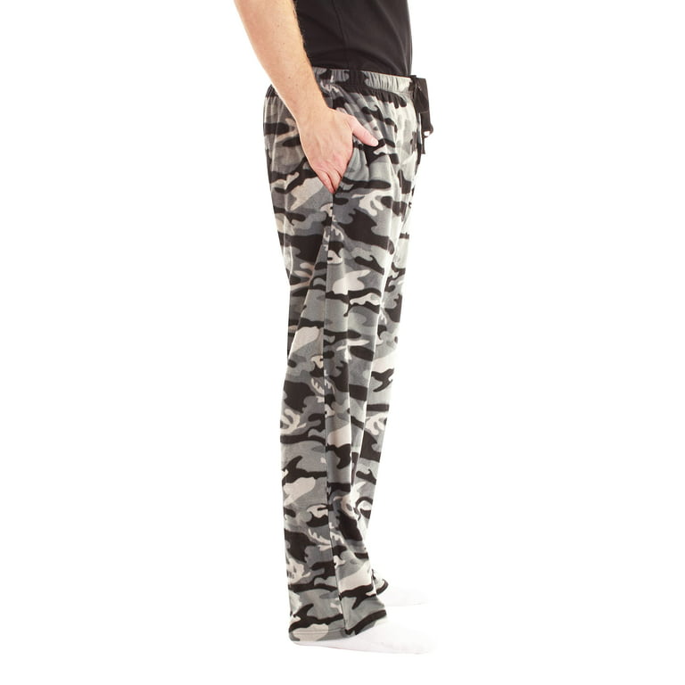 #followme Polar Fleece Pajama Pants for Men Sleepwear PJs (Camouflage Black  Grey, X-Large)