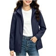 thumbnail image 4 of dazeni 2 Pack Teen Boys Girls Lightweight Waterproof Rain Jacket Winderbreaker Soft Shell Jackets Casual Windproof Zip Up Jackets with Hood for Hiking Running Outwear Black 11-12Years, 4 of 6
