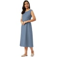 thumbnail image 4 of eloria Women Tunic Top Maxi Sleevless Round Neck Casual Dress Color : Grey 2 Size : S, 4 of 6