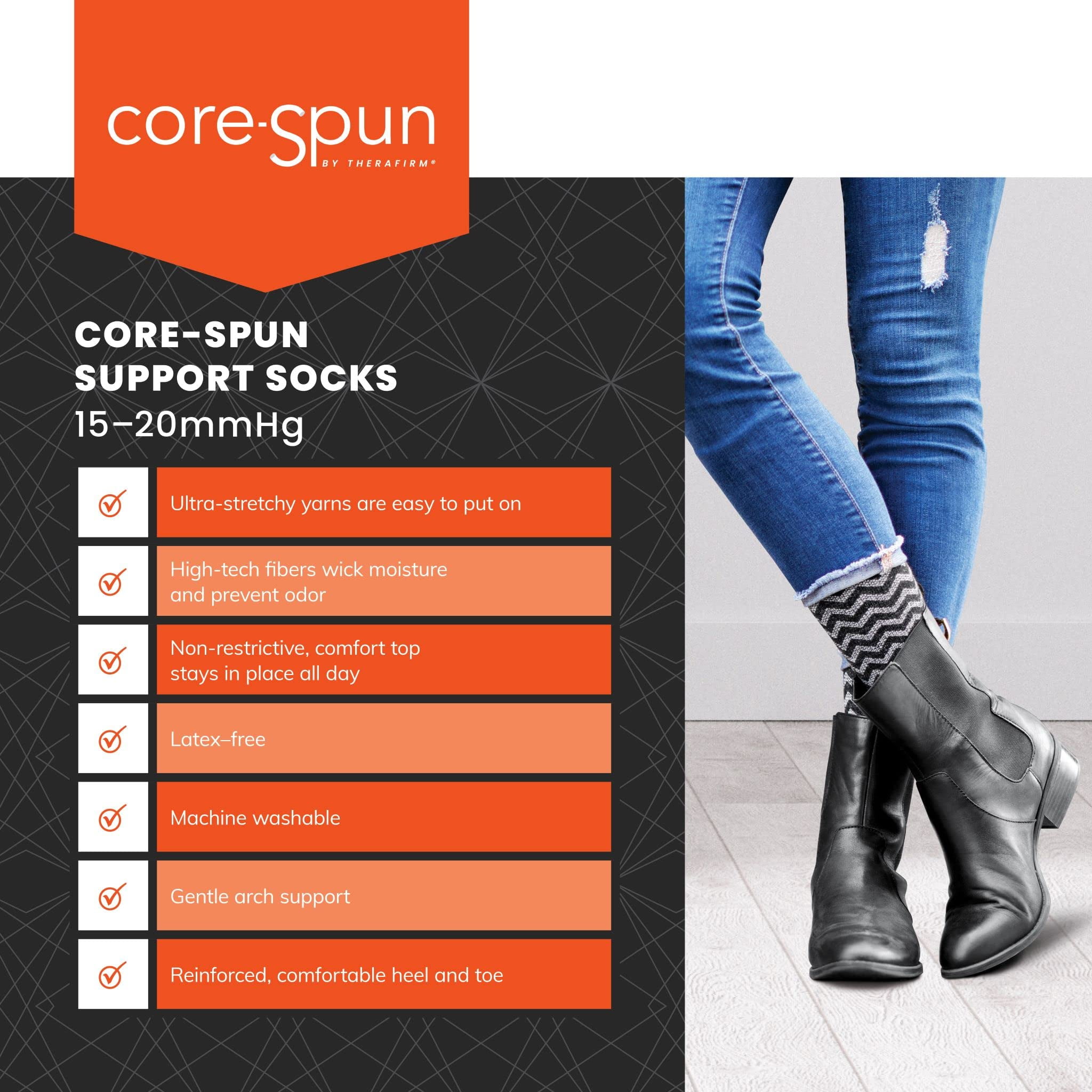 Core-Spun 15-20mmHg Medical Mild Graduated Knee High Compression Socks (Khaki, Large)