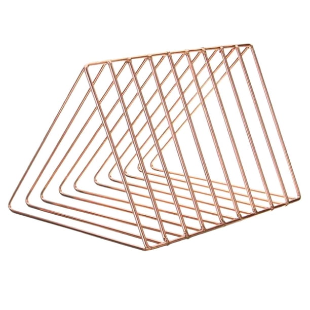 Organizador de archivos de metal de estilo moderno, triangular, de hierro, para escritorio Oro rosa