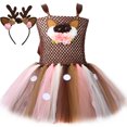 thumbnail image 1 of Vestido de malla para niñas con flores navideñas y alce pequeño, vestido de celebración navideña, falda, 1 of 5