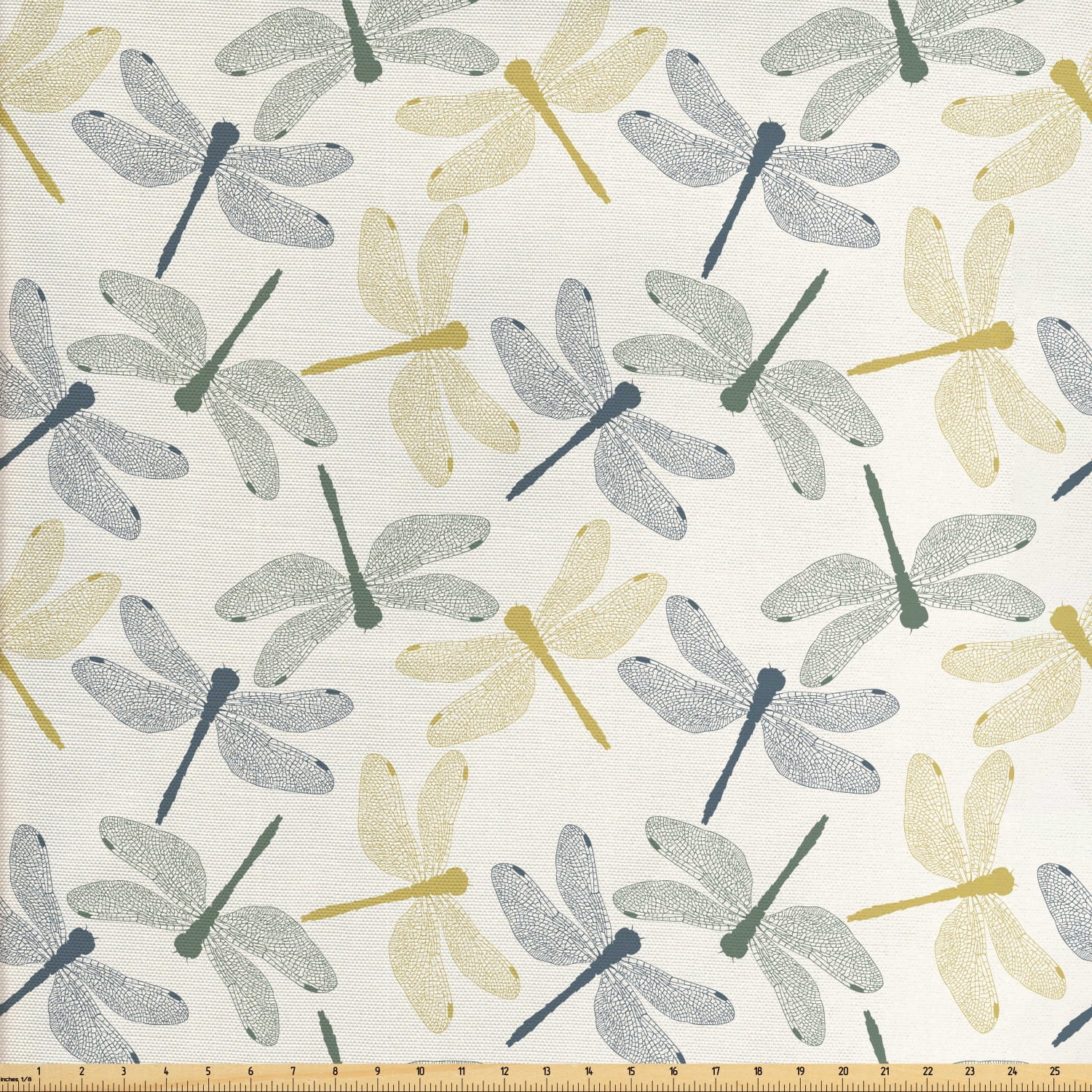 Dragonfly Fabric by The Yard, Colorful Silhouettes of Exotic Insects