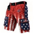 thumbnail image 4 of CAIVO Men's Independence Day Cargo Shorts Plus Size American Flag Print Casual Comfortable Knee Length Male Trendy Patriotic Graphic Everyday Bottoms With Pockets, 4 of 4